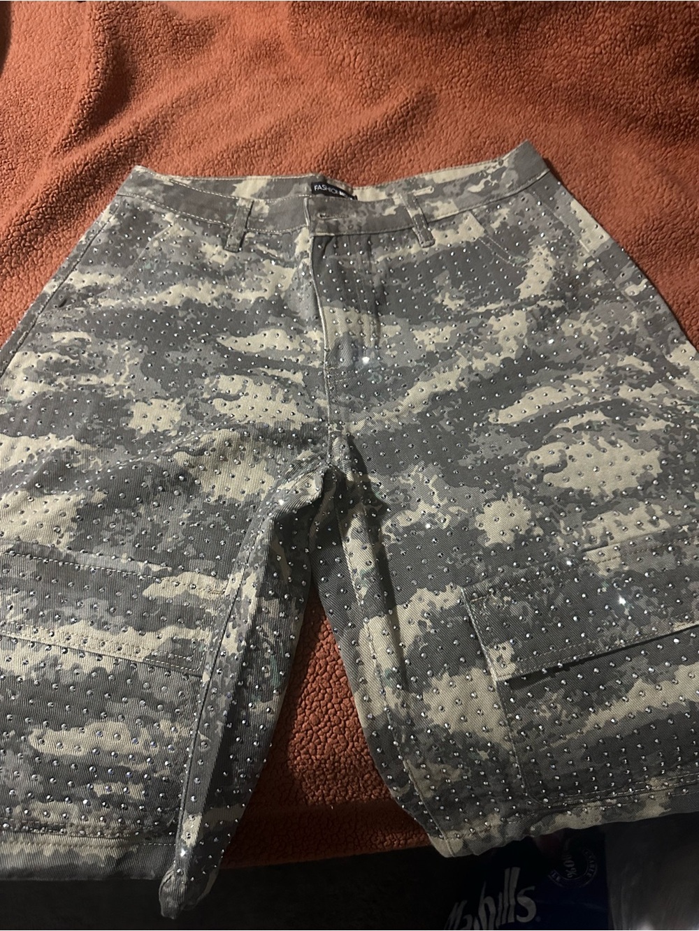Fashion Nova Gray Camouflage Studded Cargo Pants